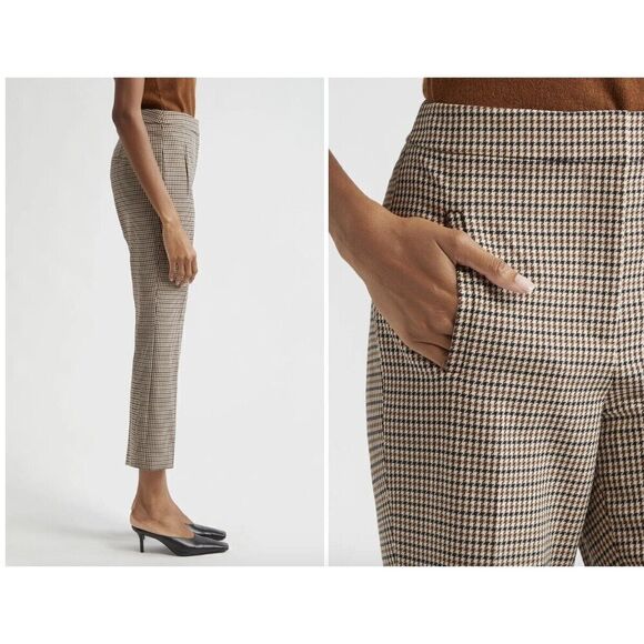 New $428 Veronica Beard Arte Houndstooth Check Crop Pants Wool Blend  Size 10 - Picture 2 of 8